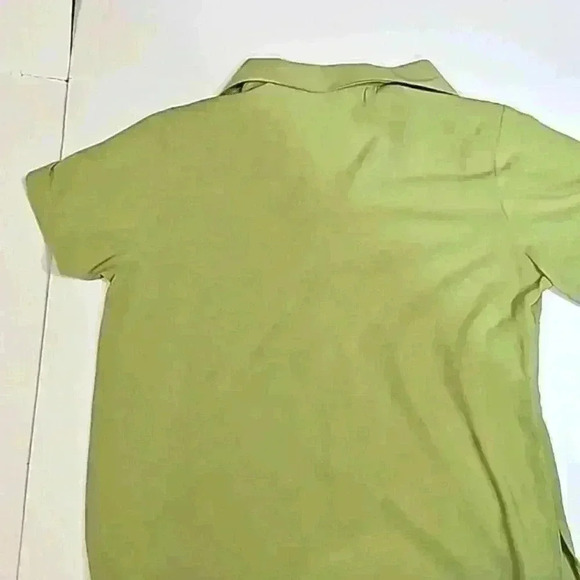 Elementz Womens top sz 1X color green shortsleeve blouse button front ca… - Picture 12 of 15